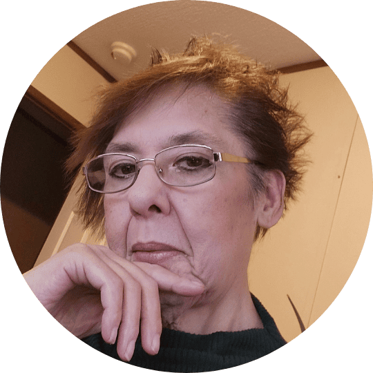 Woman with glasses in thoughtful pose. App distribution platforms user.